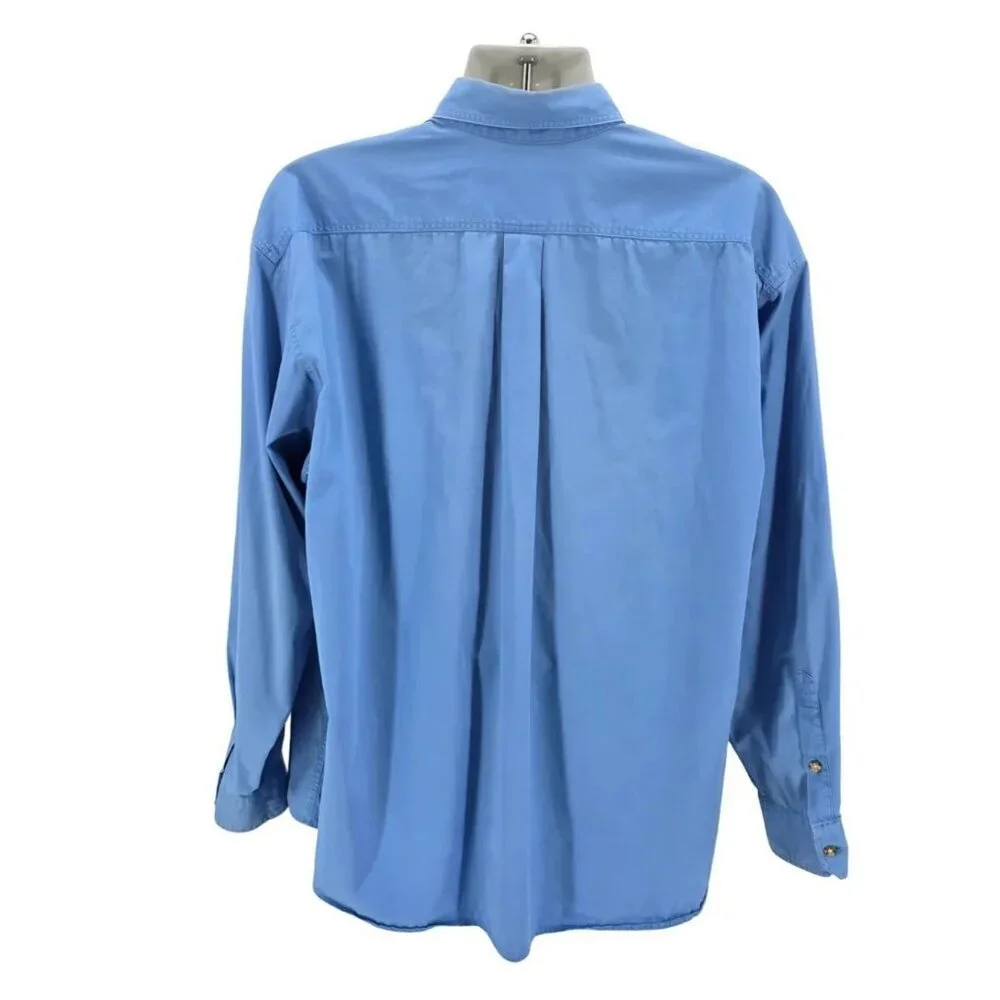 Vintage The North Face Mens XL Shirt Harp Seal Button Down Blue Long Sleeve 90s